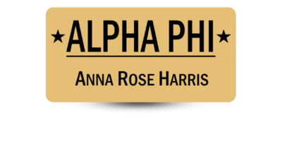 1.5" x 3" Alpha Phi Name Tag - Part #411