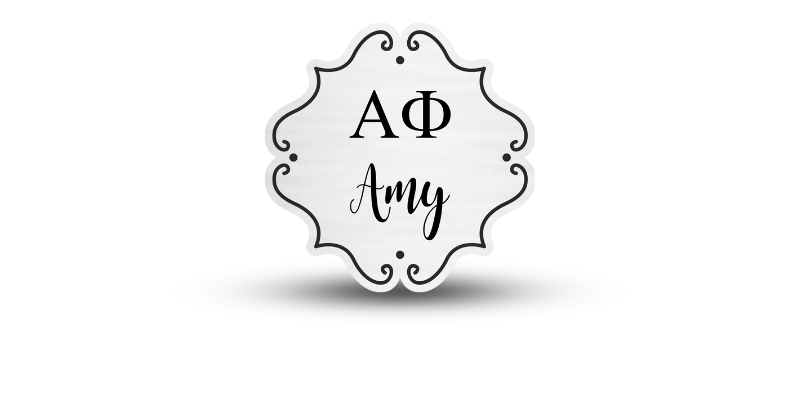 Custom Shape Alpha Phi Name Tag - Part #413
