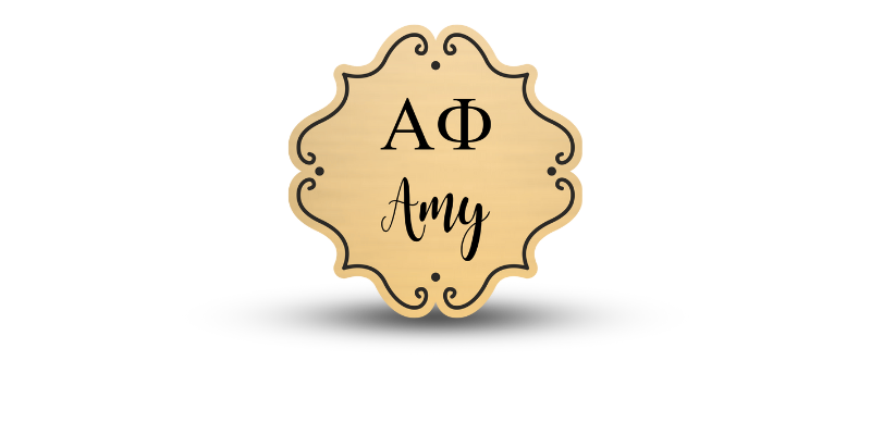 Custom Shape Alpha Phi Name Tag - Part #413