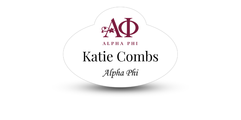 Unique Fancy Shape Alpha Omicron Phi Name Tag - Part #415