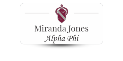 1.5" x 3" Alpha Phi Name Tag - Part #1206