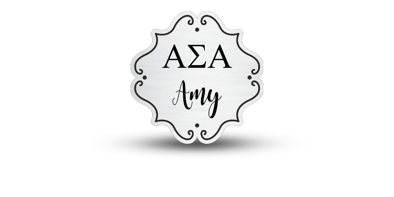 Custom Shape Alpha Sigma Alpha Name Tag - Part #417