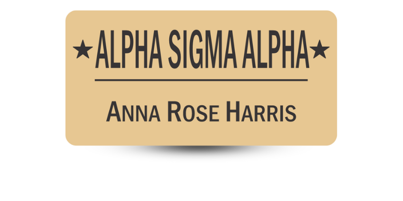 1.5" x 3" Alpha Sigma Alpha Name Tag - Part #427