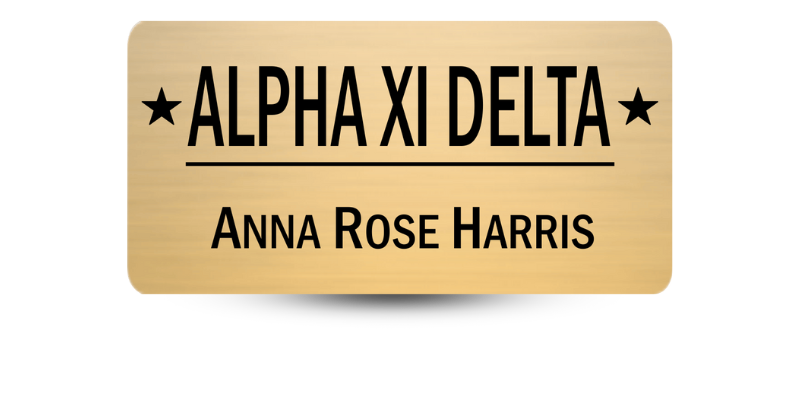 1.5" x 3" Alpha Xi Delta Name Tag - Part #430