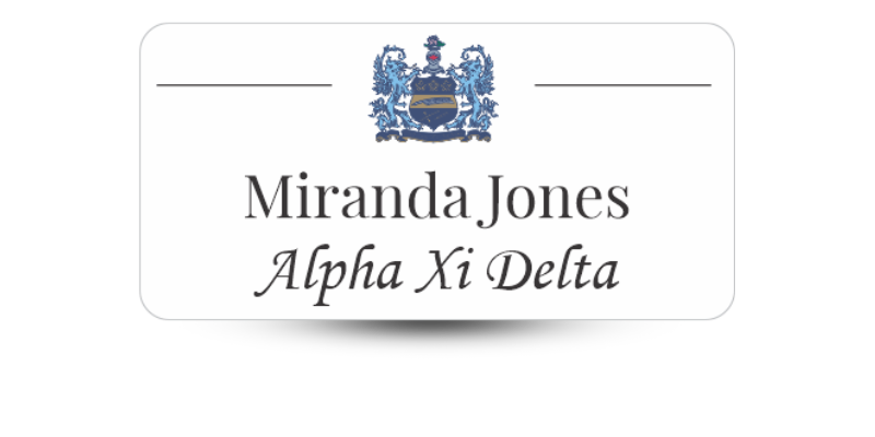 1.5" x 3" Alpha Xi Delta Name Tag - Part #1208
