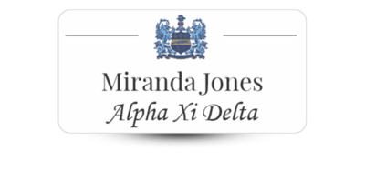 1.5" x 3" Alpha Xi Delta Name Tag - Part #1208