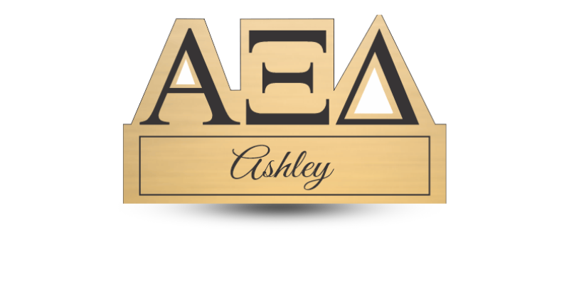 Custom Greek Cutout Letter Alpha Xi Delta Name Tag - Part #1223