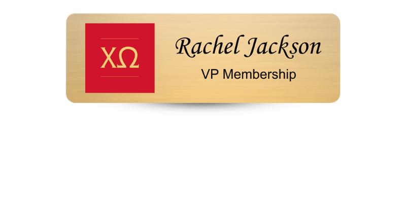 1" x 3" Chi Omega Name Tag - Part #447