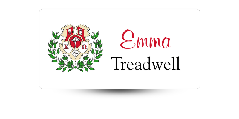 1.5" x 3" Chi Omega Name Tag - Part #451