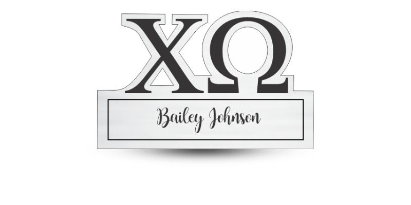 Custom Greek Cutout Letter Chi Omega Name Tag - Part #454