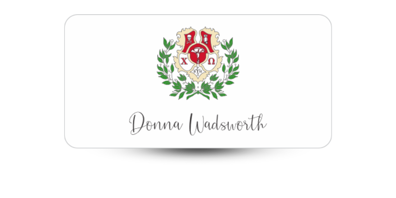1.5" x 3" Chi Omega Name Tag - Part #1146