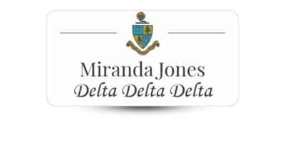 1.5" x 3" Delta Delta Delta Name Tag - Part #1210