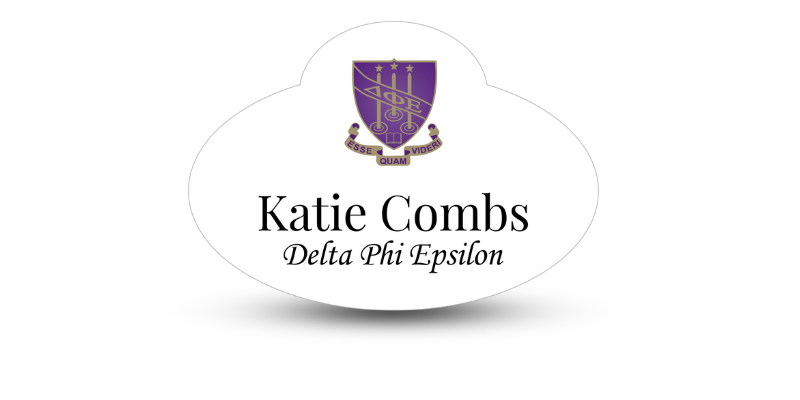 Unique Shape Delta Phi Epsilon Name Tag - Part #505