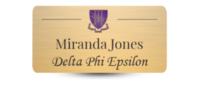 1.5" x 3" Delta Phi Epsilon Name Tag - Part #1212