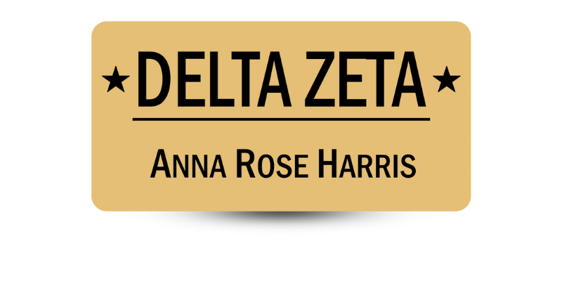 1.5" x 3" Delta Zeta Name Tag - Part #521