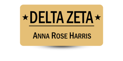1.5 1.5" x 3" Delta Zeta Name Tag - Part #521