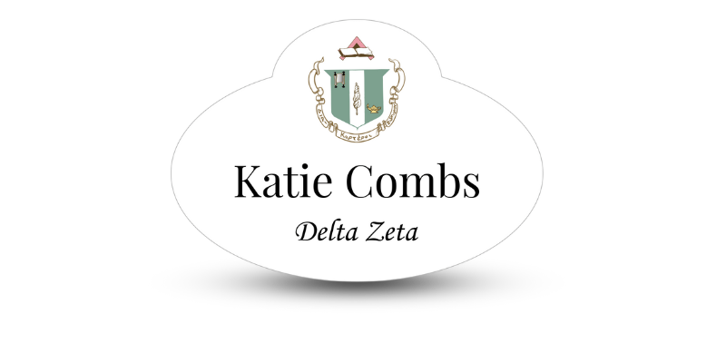Unique Shape Delta Zeta Name Tag - Part #524
