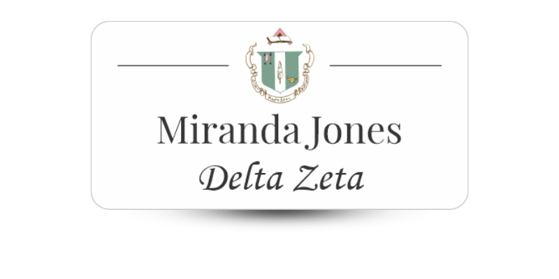 1.5" x 3" Delta Zeta Name Tag - Part #1213