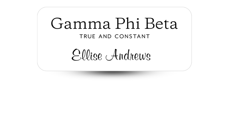 1.25" x 3" Gamma Phi Beta Name Tag - Part #535