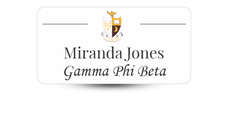 1.5" x 3" Gamma Phi Beta Name Tag - Part #1214