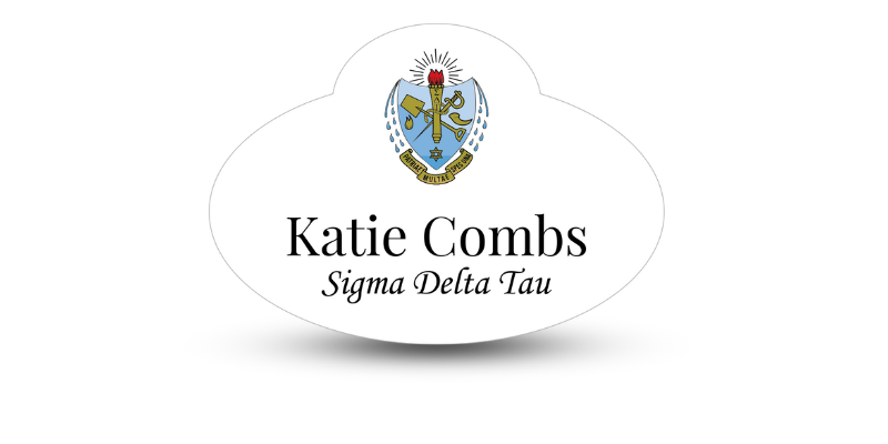Unique Shape Sigma Delta Tau Name Tag - Part #614