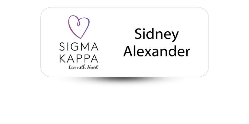 1.25" x 3" Sigma Kappa Name Tag - Part #623
