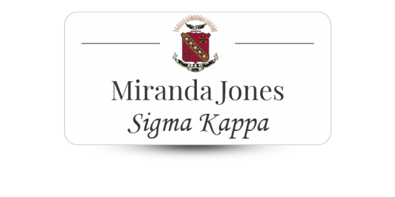 1.5" x 3" Sigma Kappa Name Tag - Part #1220