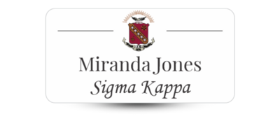 1.5" x 3" Sigma Kappa Name Tag - Part #1220