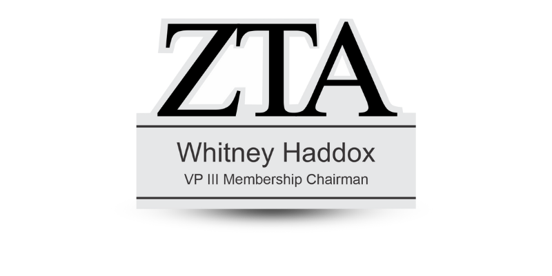 Custom Shape Zeta Tau Alpha Name Tag - Part #646