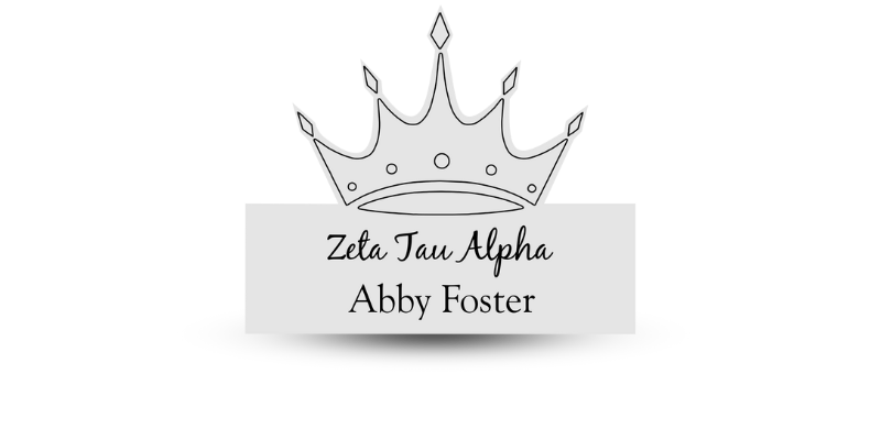 Custom Shape Zeta Tau Alpha Name Tag - Part #647