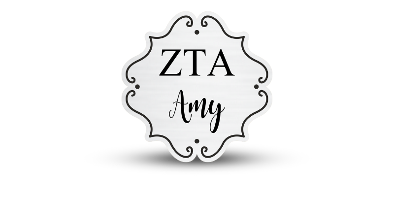 Custom Shape Zeta Tau Alpha Name Tag - Part #648