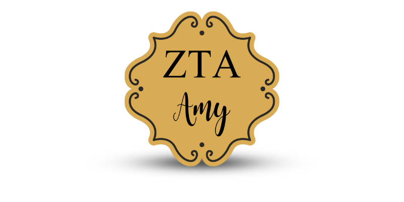 Custom Shape Zeta Tau Alpha Name Tag - Part #648