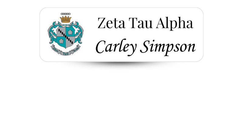 1" x 3" Zeta Tau Alpha Name Tag - Part #651