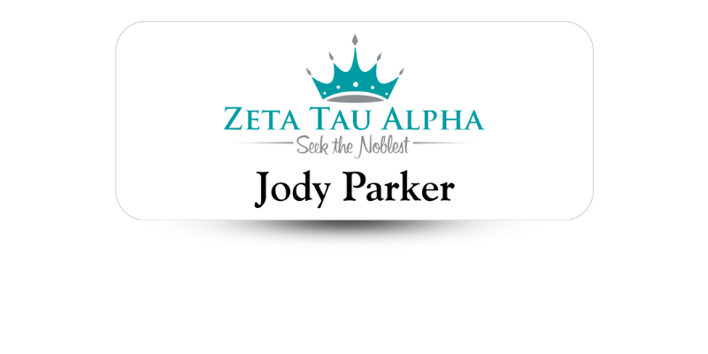 1.25" x 3" Zeta Tau Alpha Name Tag - Part #654