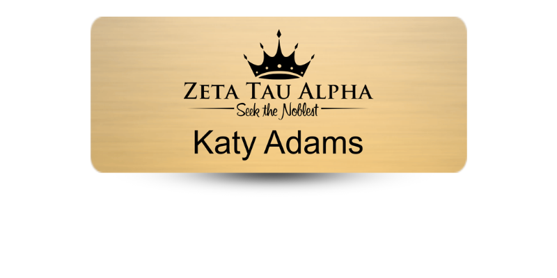 1.25" x 3" Zeta Tau Alpha Name Tag - Part #655