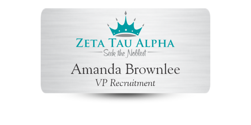 1.5" x 3" Zeta Tau Alpha Name Tag - Part #1107