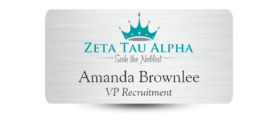 1.5" x 3" Zeta Tau Alpha Name Tag - Part #1107