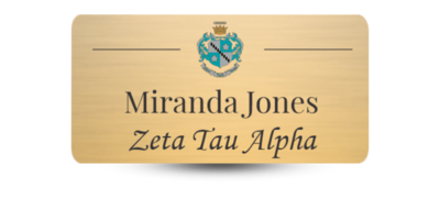 1.5" x 3" Zeta Tau Alpha Name Tag - Part #1222