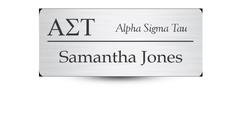 1.25" x 3" Alpha Sigma Tau Name Tag - Part #1260