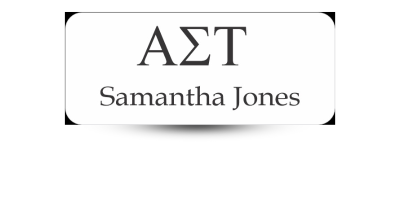 1.25" x 3" Alpha Sigma Tau Name Tag - Part #1261