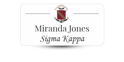 1.5" x 3" Sigma Kappa Name Tag - Part #1220