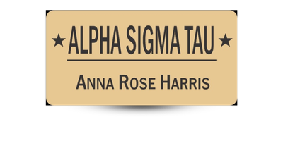 1.50 1.50" x 3" Alpha Sigma Tau Name Tag - Part #1262