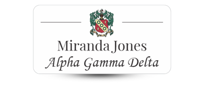 1.5" x 3" Alpha Gamma Delta Name Tag - Part #1204