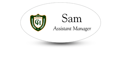 1 1/2" x 2 3/8" Oval Employee Name Tag