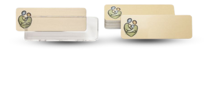 1 1" x 3" Reusable Metal Name Tag , Clear Cover With Logo