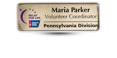 1 1" x 3" Metal Name Tag With Clear Protective Cover and Logo