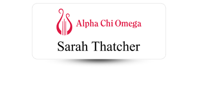 1.25 1.25" x 3" Alpha Chi Omega Name Tag - part #157