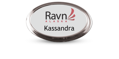 1 3/4" x 2 3/4" Silver Oval Metal Name Tag with Executive Frame