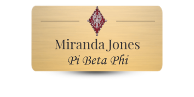 1.5 1.5" x 3" Pi Beta Phi Name Tag - Part #1218