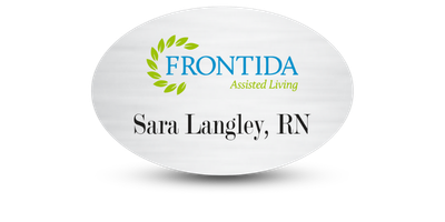 1 1/2" x 3" oval Senior Care Name Tags